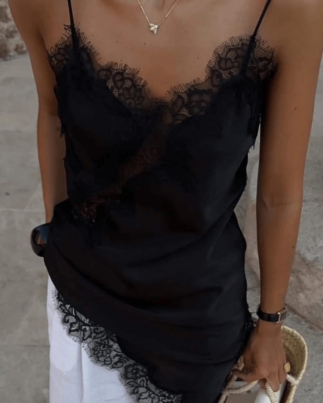 Seame CH - Guia Asymmetric Satin Lace Cocktail Dress - Dresses - none