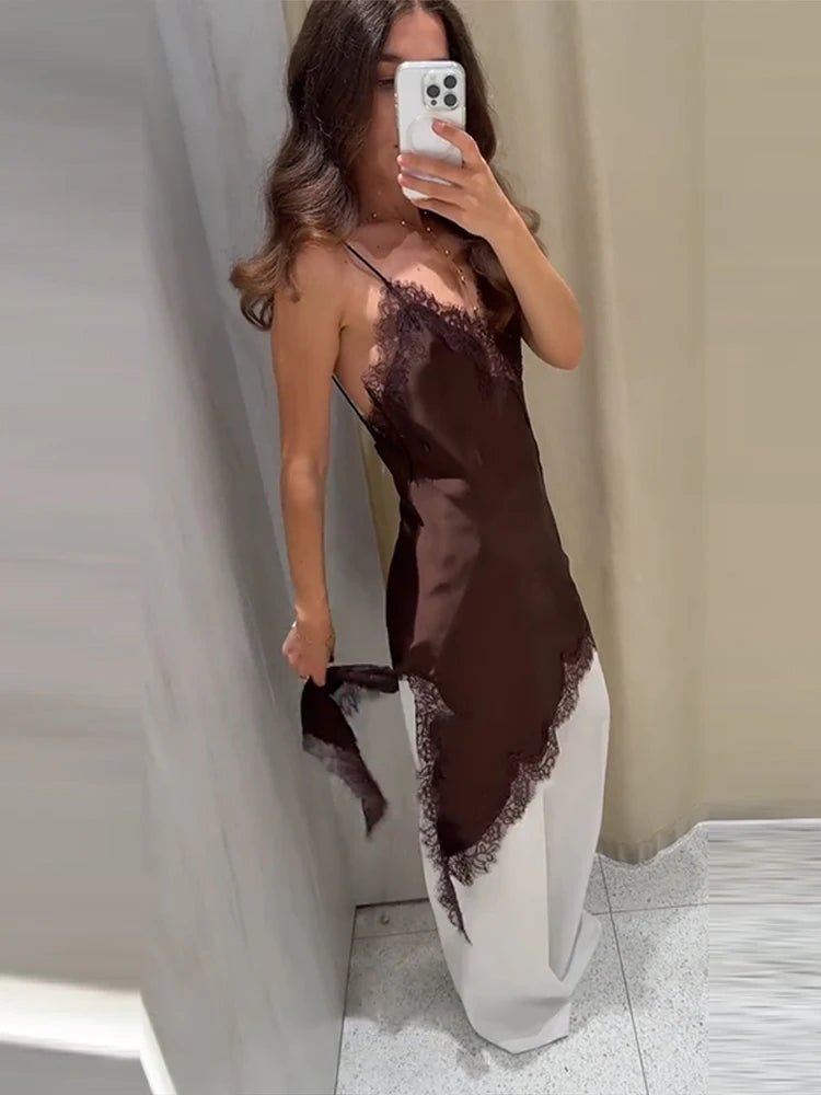 Seame CH - Guia Asymmetric Satin Lace Cocktail Dress - Dresses - none