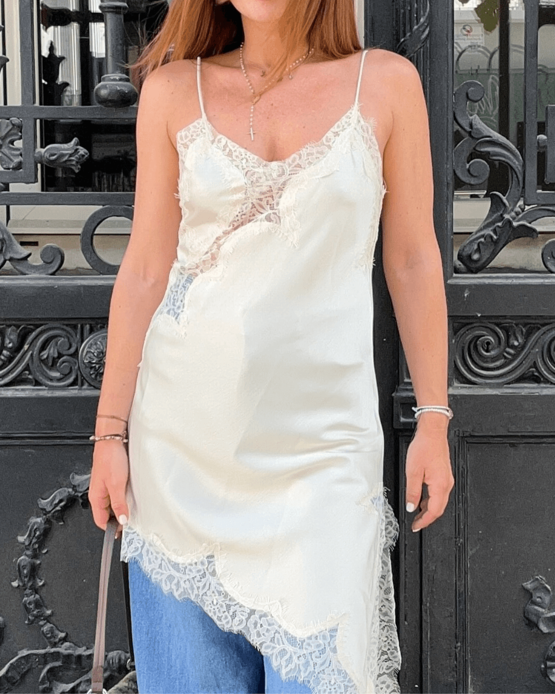 Seame CH - Guia Asymmetric Satin Lace Cocktail Dress - Dresses - none